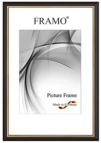 FRAMO Holz Bilderrahmen 36 x 50 cm aus Massivholz | Schwarz Gold | Farbe/Größe wählbar | Rahmen für Poster | Puzzle | Foto collage N°065 von FRAMO
