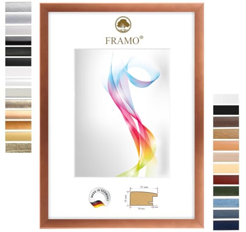 FRAMO Holz Bilderrahmen 42 x 60 cm (Bildmaß) in Kupfer-Braun | Größe wählbar | Rahmen für Poster | Puzzle | Foto collage | Maßanfertigung | Fotorahmen nach maß von FRAMO