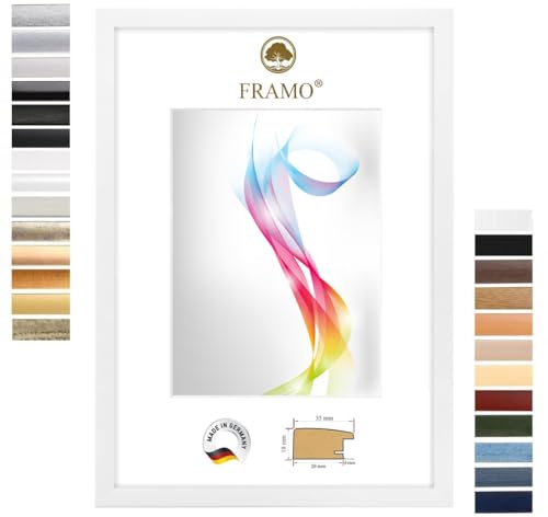 FRAMO Holz Bilderrahmen 45 x 95 cm (Bildmaß) in Weiß matt | Größe wählbar | Rahmen für Poster | Puzzle | Foto collage | Maßanfertigung | Fotorahmen nach maß von FRAMO