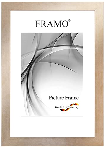 FRAMO Holz Bilderrahmen 47 x 68 cm aus Massivholz | Hellbraun-Bronze | Außenkante in Schwarz | Farbe/Größe wählbar | Rahmen für Poster | Puzzle | Foto collage N°105 von FRAMO