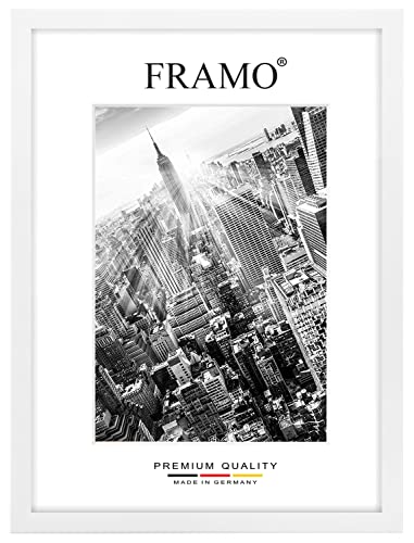FRAMO Holz Bilderrahmen 52 x 75 cm nach Maß - Weiss Matt | Größe wählbar | inkl. entspiegeltes Acrylglas | Rahmen für Puzzle | Foto | Poster von FRAMO