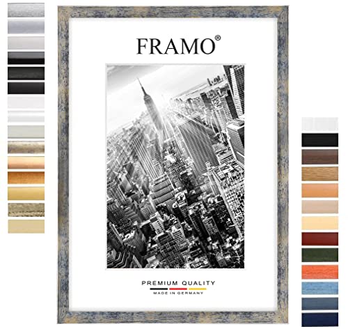 FRAMO Holz Bilderrahmen 80 x 150 cm nach Maß - Blau Silber Gold | Farbe/Größe wählbar | inkl. entspiegeltes Acrylglas | Rahmen für Puzzle | Foto | Poster FRAMO Holz Bilderrahmen 80 x 150 cm nach Maß - Blau Silber Gold | Farbe/Größe wählbar | inkl. entspiegeltes Acrylglas | Rahmen für Puzzle | Foto | Poster von FRAMO