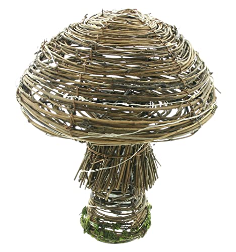FRANK FLECHTWAREN LED-Pilz Rustic, Weide, 30 warmweiße LEDs, batteriebetrieben, An-/Aus-Schalter Maße: Ø 18 x 23 cm, ohne Batterien, nur für den Innenbereich geeignet von FRANK FLECHTWAREN