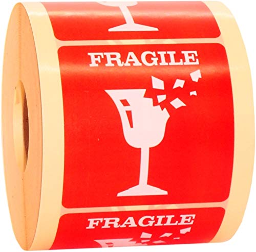 Aufkleber Zerbrechlich Warnetiketten Fragile Größe 80 x 80 mm, 200 Etiketten von FRANKOTECH