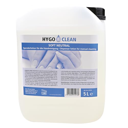 1 Stück Hygoclean Flüssigseife "Soft Neutral", Packung, V: 5l, klar, Flüssigseife, Handseife, Handwaschseife 1 Stück Hygoclean Flüssigseife "Soft Neutral", Packung, V: 5l, klar, Flüssigseife, Handseife, Handwaschseife von FRANZ MENSCH