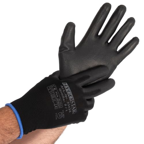 FRANZ MENSCH 12 Stück Hygostar Feinstrickhandschuhe Black Ace Touch | PU-Beschichtung, Packung, schwarz, 8/M, L: 24cm, Feinstrickhandschuhe,Montagehandschuhe, Schutzhandschuhe FRANZ MENSCH 12 Stück Hygostar Feinstrickhandschuhe Black Ace Touch | PU-Beschichtung, Packung, schwarz, 8/M, L: 24cm, Feinstrickhandschuhe,Montagehandschuhe, Schutzhandschuhe von FRANZ MENSCH