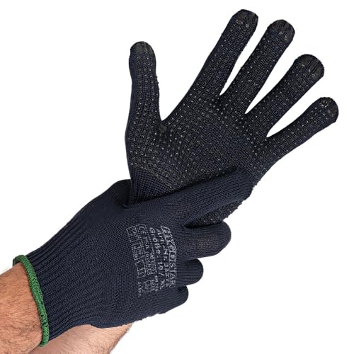 FRANZ MENSCH 12 Stück Hygostar Feinstrickhandschuhe Pearl | Nylon/Baumwolle, Packung, dunkelblau, 11/XXL, L: 27cm, Nylonhandschuhe, Arbeithandschuhe, Feinstrickhandschuhe von FRANZ MENSCH