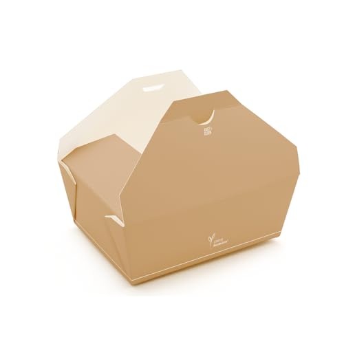 FRANZ MENSCH 400 Stück NATUREStar Bio Foodboxen Carta | Pappe/PE, V: 1000ml, braun, L: 16,2cm, B: 13,2cm, H: 6,5cm, Karton, Foodboxen aus Kraftpapier, Fingerfood, Pappboxen von FRANZ MENSCH