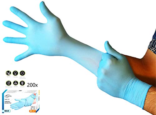 FRANZ MENSCH Hygonorm Nitrilhandschuh Safe Fit in blau, 10/XL puderfrei, 200 Stück, Einmalhandschuhe, Handschuhe Einweg, Einweghandschuhe in den Größen XS, S, M, L, XL (24cm lang) von FRANZ MENSCH