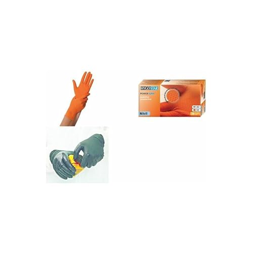 FRANZ MENSCH Hygostar Nitrilhandschuh POWER GRIP orange L puderfrei, l (8-9), 270815 von FRANZ MENSCH