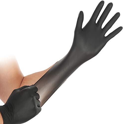 Franz Mensch Hygostar Nitrilhandschuhe Safe Super Stretch, schwarz, Gr. 9/L | puderfrei, 100 Stück, extrem dehnbar, Einweghandschuh, Einmalhandschuh super elastisch von FRANZ MENSCH