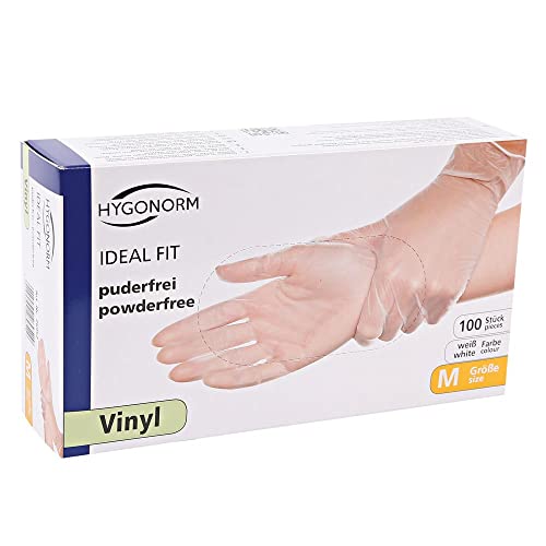 Hygonorm Vinyl-Handschuhe IDEAL FIT puderfrei, extra leichte Qualität, Größe L von FRANZ MENSCH