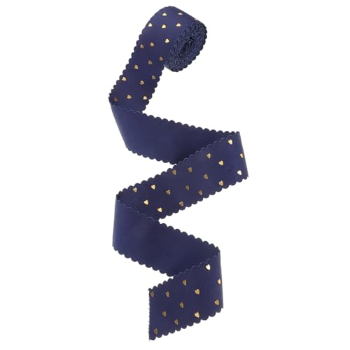 FRCOLOR 1 Rolle Herz Muster Satinband mit Goldfolie Yards Gewellter Spitzenkante für Hochzeitssträuße Partydekorationen DIY Bastelprojekte und Geschenkverpackungen Dunkelblau von FRCOLOR