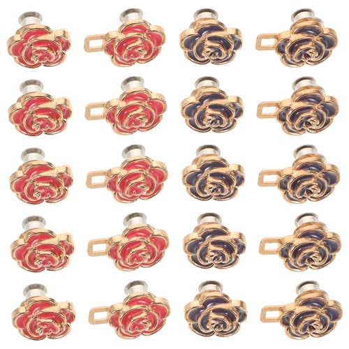 FRCOLOR 10 Paare Jeans Taillenengsteller Metall Clips Rosendesign Verstellbare Hosenknöpfe Nähen Für Frauen Locker Sitzende Jeans Schnell Anpassbar Robust Und Abnehmbar von FRCOLOR