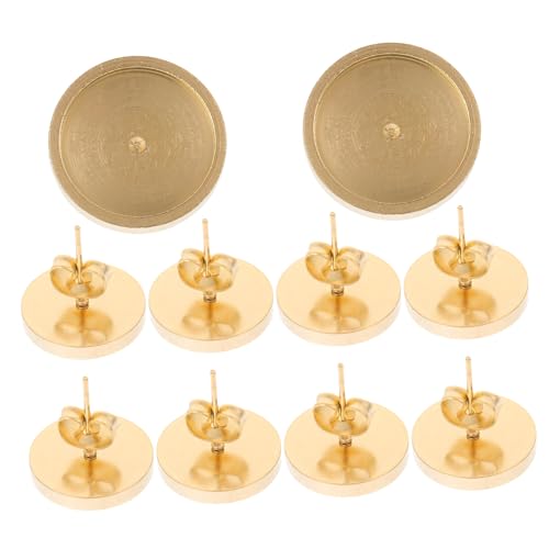 FRCOLOR 10 Stück BOLK -Ohrringhalter -Zubehör Schwarz Zucht silberne Nieten schmuck Ohrringe Lünette Ohrringrohlinge aus Edelstahl Drahthaken Einfassungsschalen Rostfreier Golden von FRCOLOR