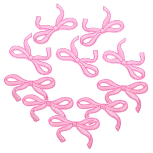 FRCOLOR 10 Stück Bestickte Bügelbilder Schleifen Aufnäher für Kleidung und Taschen Niedliche Rosa Bow Iron Patches Vielseitig für Jeans Jacken Hüte und Rucksäcke Langlebig und Einfach von FRCOLOR