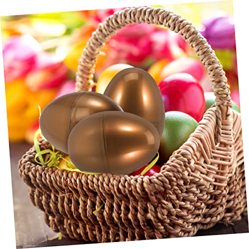 FRCOLOR 10 Stück Goldene Befüllbare Kunststoff Ostereier Leere Eier zum Befüllen Dekorative Osteranhänger für Party Geschenkverpackung und Osterjagd Geeignet von FRCOLOR