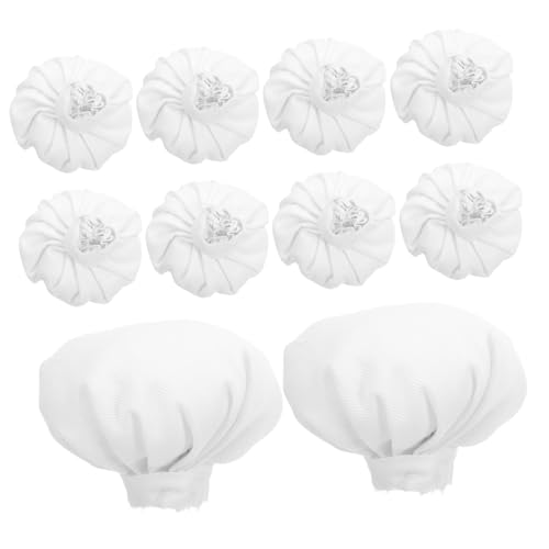FRCOLOR 10 Stück Mini Kochmützen aus Weichem Stoff Miniatur Puppenhüte für DIY Bastelprojekte Niedliche Accessoires für Puppenkleidung und Miniaturhaus Dekoration Weiß Groß von FRCOLOR