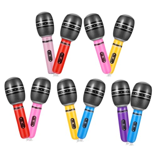 FRCOLOR 10 Stück Teiliges Aufblasbares Mikrofon aus Robustem Realistische Bühnenrequisite für Karaoke Partys und Kostüme Leicht zu Transportieren Lebensechtes Design Geeignet für von FRCOLOR