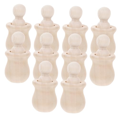 FRCOLOR 10 Stück Teiliges Blank Wooden Peg Dolls aus Naturbelassenem Holz Leichte DIY Holzfiguren zum Bemalen Kreative Bastelpuppen für Tischdekoration und Kunstprojekte von FRCOLOR