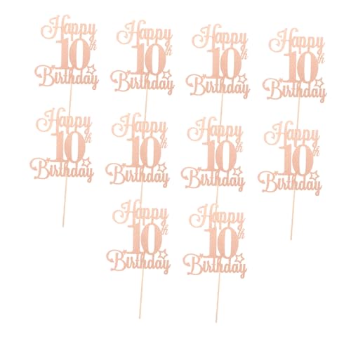 FRCOLOR 10 Stück Teiliges Cupcake Toppers Glitzer Geburtstagsdeko Jahre Jubiläum Kuchenstecker für Party Leichte Funkelnde Tortendeko für Geburtstag und Fest von FRCOLOR