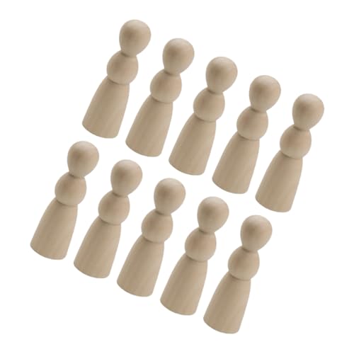 FRCOLOR 10 Stück Teiliges DIY Holzfiguren zum Bemalen Blanke Holz Steckpuppen für Kreative Gestaltungsmöglichkeiten Natürliche Holz Deko für Bastelprojekte und Geschenke von FRCOLOR