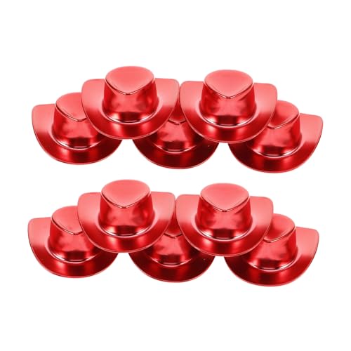 FRCOLOR 10 Stück Teiliges Mini Cowgirl Hüte Kleine DIY Puppenhüte mit Leuchtendem Orange Roter Kreative Basteldekoration für Puppen Fotografie Cosplay und Partyaccessoires von FRCOLOR