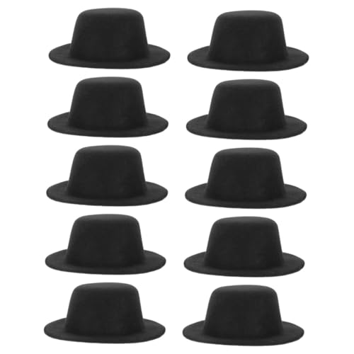 FRCOLOR 10 Stück Teiliges Mini Filz-hüte für Puppen Stabile DIY Bastelmützen Schwarze Miniatur Hüte für Karneval Halloween und Weihnachtsdeko Dekorative Puppenhüte für Mädchen von FRCOLOR