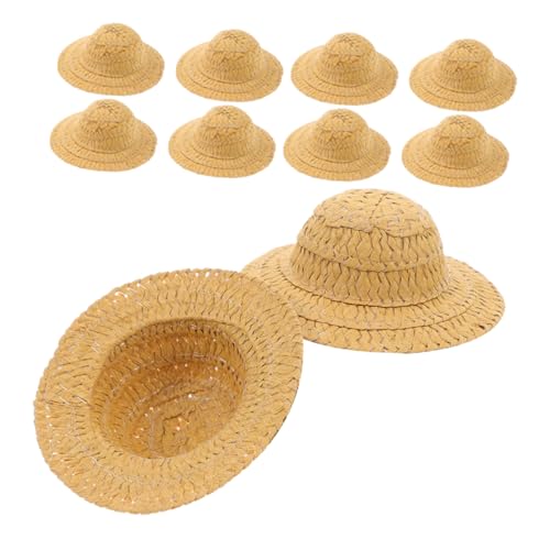 FRCOLOR 10 Stück Teiliges Mini Strohhüte Handgefertigt Winzige Bastelhüte Für DIY Kostüm Puppenhut Fotorequisiten Dekoration von FRCOLOR