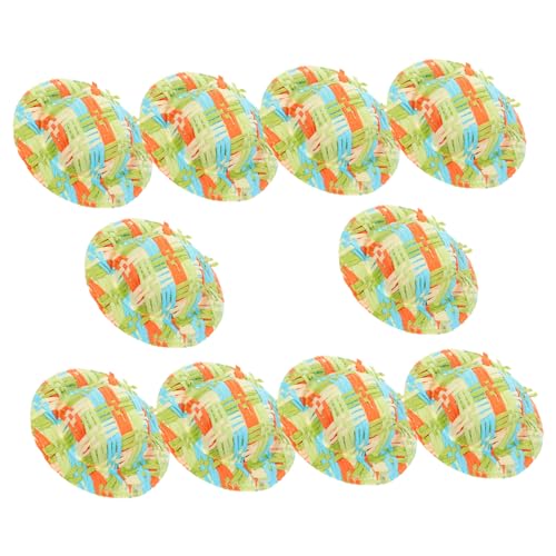 FRCOLOR 10 Stück Teiliges Miniatur Gewebte Puppenhüte Filigrane Handarbeit Dekorative Bastelaccessoires für Puppen Mini Dekoration Vielseitig für Puppenhaus und Haarschmuck von FRCOLOR