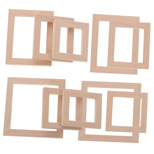 FRCOLOR 10 Stück Teiliges Miniatur Holz Bilderrahmen Unbemalt für Puppenhaus Deko Glatte Konturen Passend für Mini Häuser als Foto Props und Dekorative Mini Rahmen von FRCOLOR