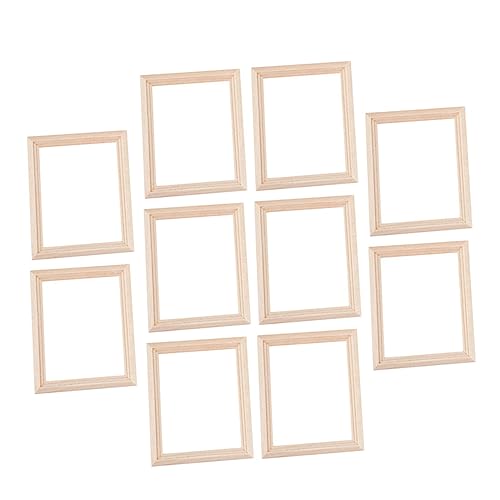 FRCOLOR 10 Stück Teiliges Miniatur Holz Bilderrahmen für Puppenhaus Dekoration Umweltfreundlich Naturbelassen Vielseitig für DIY Bastelprojekte und Kinderzimmer Kunstgestaltung Geeignet von FRCOLOR