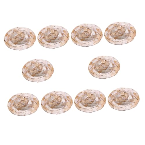 FRCOLOR 10 Stück Teiliges Miniatur Strohhüte Handgewebt Puppenhut Modell Hautfreundlich Langlebig Vielseitig für DIY Dekoration Partybedarf und Foto Requisiten Naturfarben von FRCOLOR