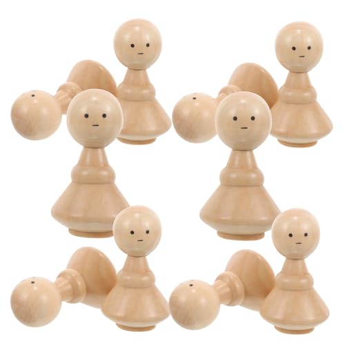 FRCOLOR 10 Stück Teiliges Naturbelassene Holzfiguren zum Bemalen Kleine Unvollendete Peg Dolls DIY für Kreative Holzpuppen für Gestaltung und Fantasievolles Spiel von FRCOLOR