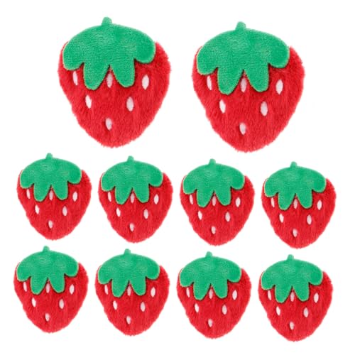 FRCOLOR 10 Stück Teiliges Niedliche Erdbeer Applikationen aus Weichem Plüsch zum Aufbügeln und Aufnähen Leuchtend Roter Farbton für DIY Kleidung Jacken Rucksäcke Hüte und Mäntel von FRCOLOR