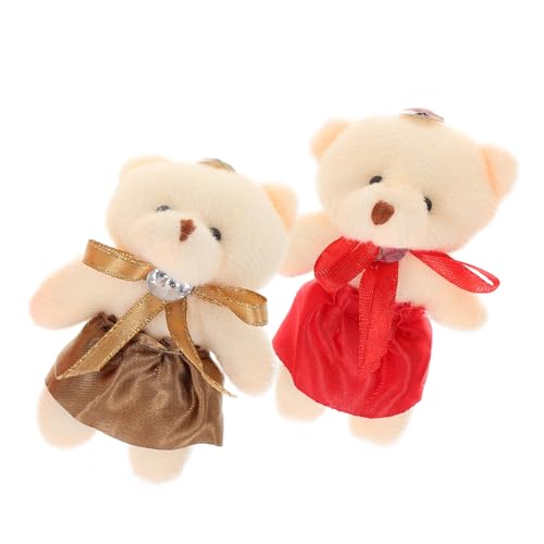 FRCOLOR 10 Stück Teiliges Plüschbär Schlüsselanhänger Set mit Kettenring Weiche Kuscheltiere als Taschenanhänger und Romantische Geschenkidee für Valentinstag Geburtstag Zufällige Farbe von FRCOLOR
