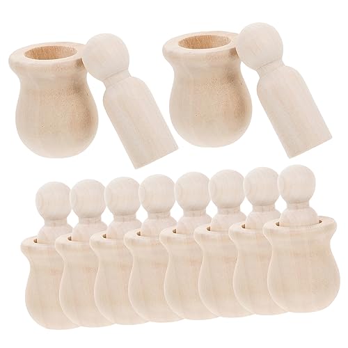 FRCOLOR 10 Stück Unbemalte Holzfiguren DIY Basteln Holz Puppen zum Bemalen für Kunsthandwerk Party Dekoration Naturholzfarbe für Kreative Aktivitäten von FRCOLOR