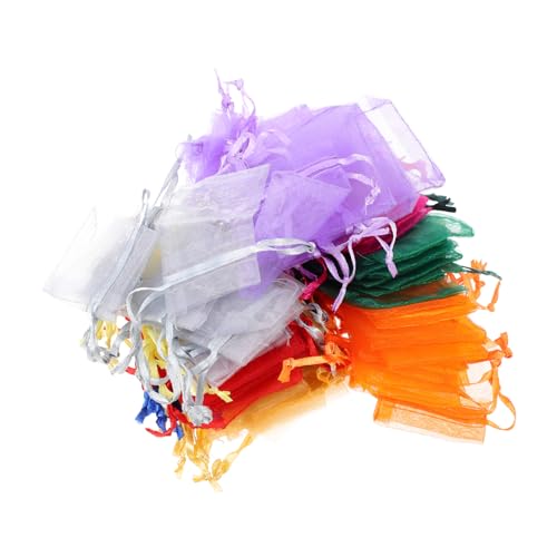 FRCOLOR 100 Stück Kleine Organzasäckchen mit Kordelzug Farblich Gemischte Geschenkbeutel Langlebige Schmuck Probenbeutel für Party Hochzeit Festival und Werbegeschenke von FRCOLOR