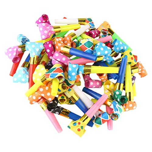 FRCOLOR 100 Stück Party Pfeifen für Bunte Geräuschmacher für Geburtstagsfeiern Feste und Karneval als Mitgebsel und Überraschungsspielzeug Zufällige Farbe Zufällige Farbe von FRCOLOR