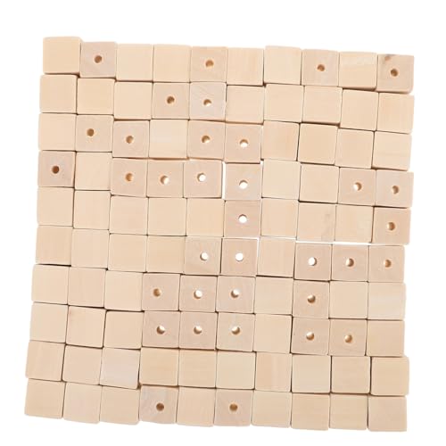 FRCOLOR 100 Stück Unbehandelte Quadratische Holzperlen Holzwürfel für Schmuck Bastelprojekte und Diy Kreationen Natürliche Holzfarbe für Kreative Bastelarbeiten von FRCOLOR