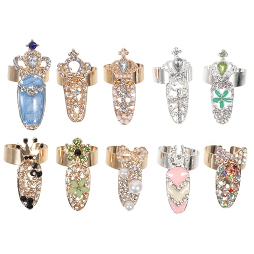 FRCOLOR 10Stücke Teiliges Strass Fingergelenk Ringe für Nagelringe als Nageldekoration und Fingerzubehör Tragbar und für von FRCOLOR