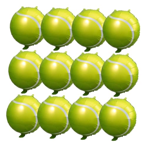 FRCOLOR 12 Stück Aufblasbare Folien Tennisballon Leichte Robuste Tennis Deko mit Aufhängeloch für Tennis Motto Geburtstagsfeiern Sportpartys und Sommerliche Partydeko von FRCOLOR