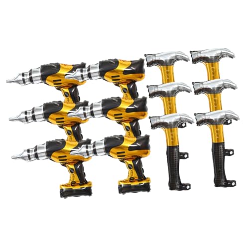 FRCOLOR 12 Stück Teiliges Aluminiumfolie Ballons Reparaturwerkzeug design Hammer und Bohrer Leichte Dekorative Geburtstagsparty dekoration für Themenparty und Fotobooth Vielseitig von FRCOLOR