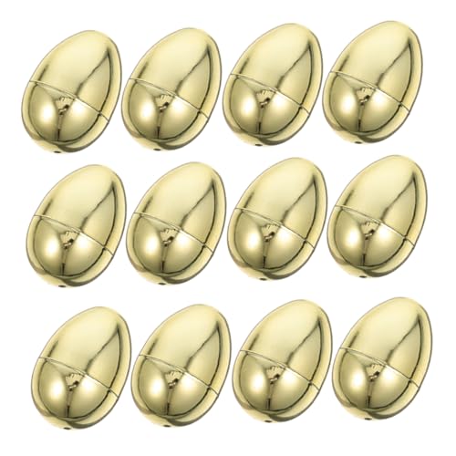 FRCOLOR 12 Stück Teiliges Goldene Befüllbare Plastikeier mit Aufhängeloch Bruchfest Leicht Dekorativ für Osterkörbe Ostereiersuche Partydeko Wiederverwendbar Leere Ostereier von FRCOLOR