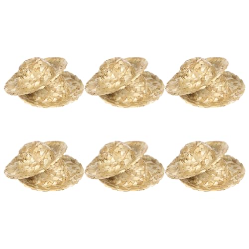 FRCOLOR 12 Stück Teiliges Handgewebte Mini Strohhüte Leichte Atmungsaktive Puppenhüte für DIY Bastelprojekte Detailreiche Vielseitige Dekorationen für Puppenhaus Sombrero Design von FRCOLOR
