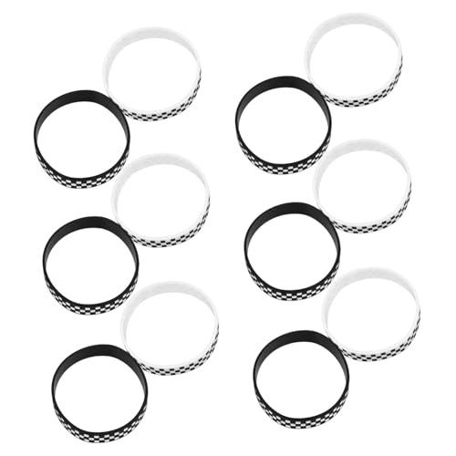 FRCOLOR 12stücke Schwarz-weiß Kariertes Silikonarmband Für Rennsportthemenpartys Sportveranstaltungen Flexible Armbänder Partyzubehör Gastgeschenke von FRCOLOR