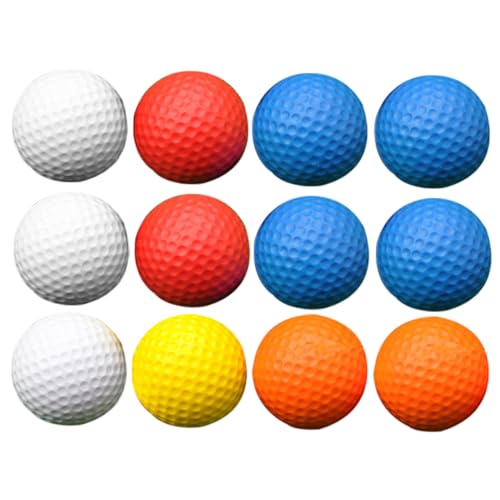 FRCOLOR 12 Stück Teiliges Mini Golf Stressball aus Langlebigem PU Material Elastische Stress Spielzeuge für Bunte Fingerspielbälle für Party Mitgebsel und Sensorischen Zufällige Farbe von FRCOLOR