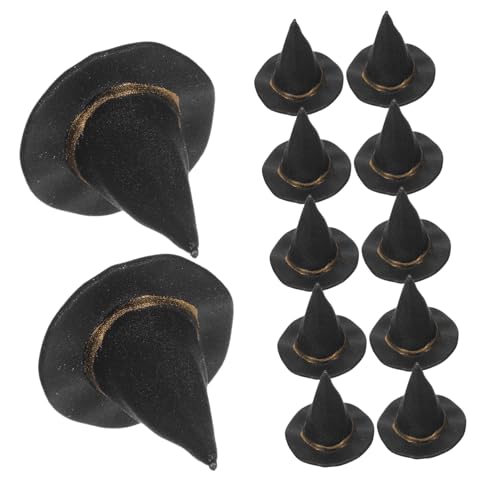 FRCOLOR 12 Stück Teiliges Mini Hexenhut Halloween Dekoration Kleine Hexenhüte zum Basteln Puppenhaus Zubehör für DIY Partydekoration Geschenkideen von FRCOLOR