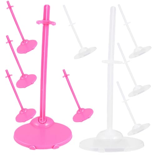 FRCOLOR 12 Stück Teiliges Puppenständer Stabile Doll Display Halter mit Transparenten Rosa Clips Universeller Doll Figure Stand für Figuren und Modelle Langlebig und Sicher für Regale und von FRCOLOR