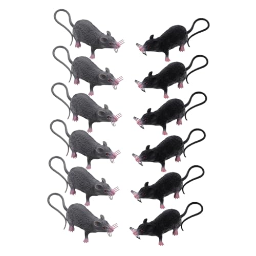 FRCOLOR 12 Stück Teiliges Realistische Plastikmäuse Gruselige Ratten-deko Mittlere Graue und Schwarze Modelle Leichte Halloween Tischdekoration Tragbare Fake-Maus Requisiten für von FRCOLOR